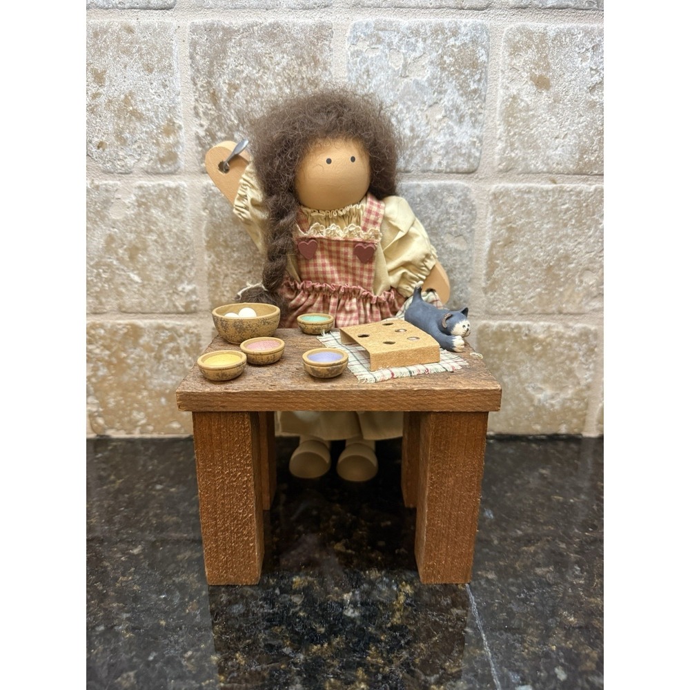 1994 Lizzie High Elsie Bowman Doll "Dying The Easter Eggs" Kitchen Table